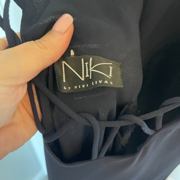 NIKI By Niki Livas Vintage Navy Full Length Low Back Navy Dress - Picture 4 of 6